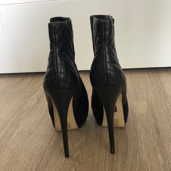 Truth or Dare Black Platform Suede Quilted Leather - Picture 4 of 8